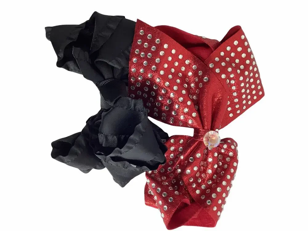 Girl’s Lot of 2 Black & Red Embellished Hair Bows